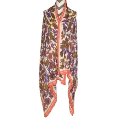 Theodora & Callum Bufanda Crema Naranja Magenta Púrpura Mujer Talla Única Mantón Envolvente Foto 1 de 4