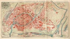 1904 GERMANY STRASBOURG CITY PLAN ALSACE now FRANCE Antique FOLIO Map dated - Imagen 1 de 1