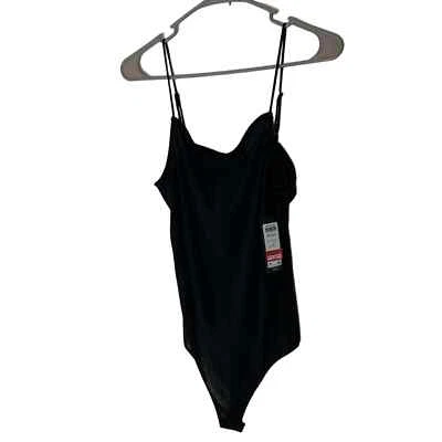 NUEVO CON ETIQUETAS Vera Moda Negro Cuello Cuadrado Correa de Espagueti Body Singlet Broches a presión Talla L Foto 1 de 4