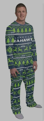 NFL Seattle Seahawks - 2-Piece Shirt & Pants Holiday Lounge Pajama Set - Size L Cover