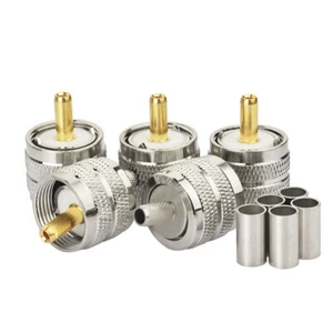 10X UHF Male RF Coax Connector PL-259 Solder Crimp RG58 RG142 RG400 LMR195 Cable - Picture 1 of 6