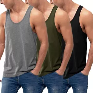COOFANDY Men's 3-Pack Tank Tops Cotton Sleeveless Casual Classic T Shirts XXL - Picture 1 of 7