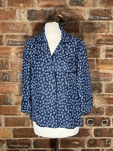 WHISTLES BLACK/BLUE STAR PRINT SILK SHIRT SIZE 10 VGC - Picture 1 of 12