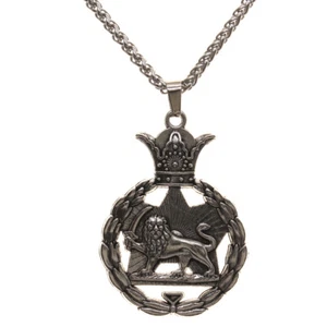Pahlavi Iran Shir Khorshid Löwe Sonne Krone Halskette Kette Iranisch Perser Geschenk - Bild 1 von 8