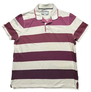 Men’s Fat Face Burgundy Red Striped Polo T-shirt Size XL - Picture 1 of 6