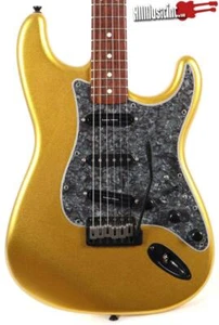 All Music Inc. Collection Custom Gold Sparkle Strat Electric Guitar w/ Gig Bag - Picture 1 of 9