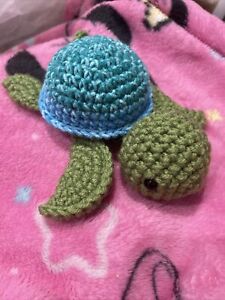 Sea Turtle Stuffed Toy Crochet Amigurumi Large Plush Cute Animal Handmade 6in.
