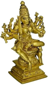 South Indian Goddess Durga Mariamman Idol Brass Figurine Statue For Home Temple - Picture 1 of 3