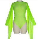 Women Green Tassel Jumpsuit Dancer Stage Wear Outfit Performance Costume New
