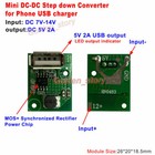 Mini DC-DC Buck Step Down Converter 7V-14V 9V 12V to 5V 2A DIY USB Phone Charger