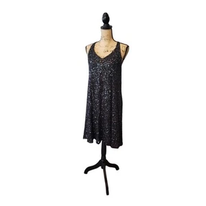 Eileen Fisher 100% Seide Pailletten Minikleid Cocktail Glitzer Party A-Linie M - Bild 1 von 7