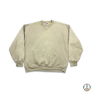 Vintage Russell Athletic Sweatshirt Mens XL Beige Blank USA Faded 90s Pullover - Picture 1 of 7