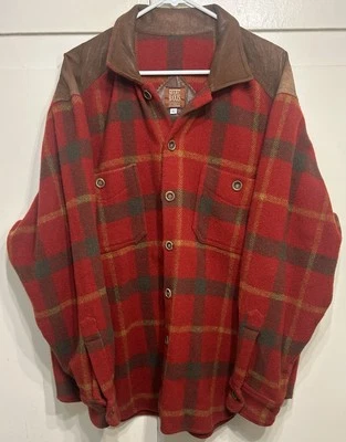 ВИНТАЖНЫЙ Marc Baxis тонкий мужской размер XL сплетенный богатой шерсти красный клетку рубашка куртка - Изображение 1 из 4