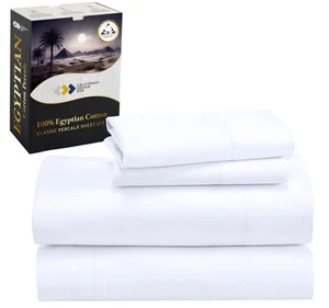 Zertifizierte 100 % Ägyptische Baumwolle Bettwäsche King Size Tiefe Taschen Set - King Percal... - Bild 1 von 9
