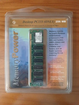 Centon 256MB 32Mx64 PC133 Dimm SDRAM 33MHz Memory Card 256MPC133 Vtg New Read - Image 1 of 4