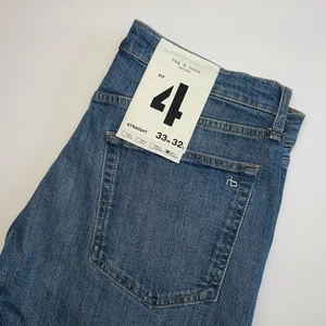 NEW Rag & Bone Fit 4 Straight Jeans Men’s 33x32 (34”L) Authentic Rigid Anchor - Picture 1 of 8