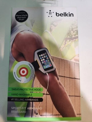 Belkin iPhone 5 Sport-Fit Armband GRAY Brassard Sweat-Protective Hood - Image 1 of 2