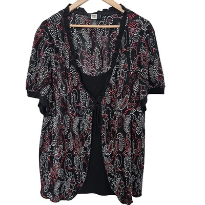 Blusa para mujer Y2K Studio 1940 4X negra floral caprichoso hadas volantes fiesta Foto 1 de 4