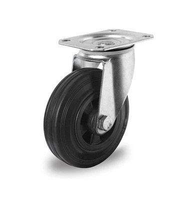 DER ROLLENDE SHOP Lenkrolle 250 mm Vollgummi schwarz