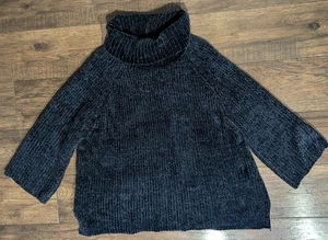 Suéter para mujer Lucky Brand de terciopelo azul medianoche tejido con cable capucha cuello alto 2X - Imagen 1 de 15