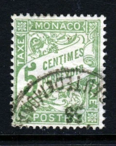 MONACO 1905 5 Cents Green POSTAGE DUE SG D30 VFU - Picture 1 of 2