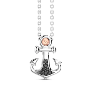 Collana Uomo Zancan Argento 925 Ancora e spinelli neri e vite oro Ref. EXC503R - Foto 1 di 2