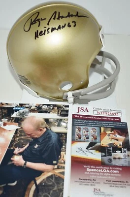 ROGER STAUBACH AUTOGRAPHED RIDDELL NAVY MIDSHIPMEN MINI HELMET 1963 HEISMAN JSA - Image 1 of 4