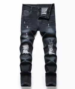 Boy's Kid Skinny Fit Ripped Destroyed Distressed Stretch Slim Jeans Pants NEW - Picture 1 of 11