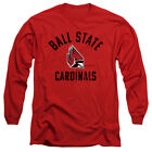 Ball State University Adult Long Sleeve T-Shirt Cardinals Logo, Red, S-3Xl