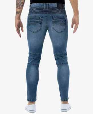 XRAY Slim Stretch Moto Jeans Mens 36 X 32 Faded Light Wash Blue Denim Pants NWT - Image 1 of 4