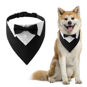 Bow Tie Dog Collar Tuxedo Adjustable Formal Puppy Triangle Neck Wear for Wedding - Picture 1 of 26