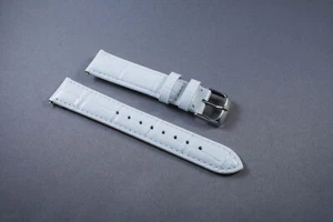 Lady White Alligator Croc Grain Genuine Leather interchangeable Watch Band Strap - Picture 1 of 9