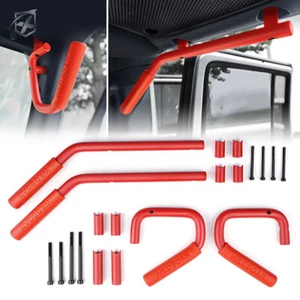 Kit de manijas de barra de agarre delantera trasera de acero rojo de aluminio para Jeep Wrangler JK 07-18 - Imagen 1 de 7