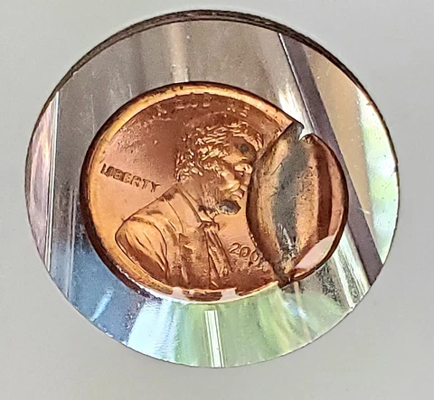 Sharp 2001-P Lincoln Cent Mint Error Broadstruck Indent OC Gem RED BU Cover