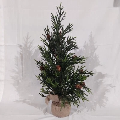 24" Small Artificial Pre-shaped Pine Christmas Tree With Burlap Base - Image 1 of 4