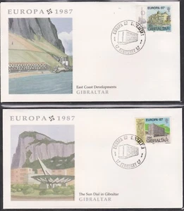 GIBRALTAR 1987 2 FLEETWOOD FIRST DAY COVERS EUROPA ARCHITECTURE CACHET - Picture 1 of 2