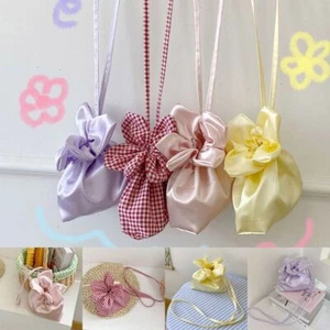 Candy Color Checkered Flower Bucket Bag Multifunctional Wallet Shoulder Bag - Picture 1 of 16