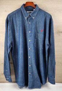 Cintas Denim Shirt Men XLT Blue Long Sleeve Button Down Solid Verizon Logo - Picture 1 of 4