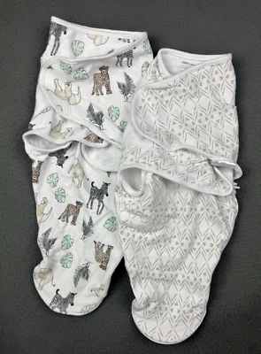 Lote de 2 conjuntos 0-3 M Aden Anais Swaddle Wrap bebê unissex safári selva zebra elefante - Imagem 1 de 4