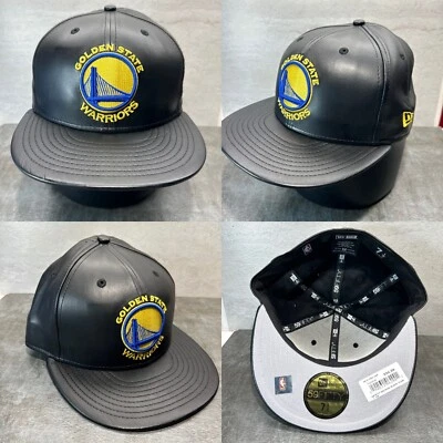 Golden State Warriors New Era NBA 59Fifty couro sintético tolos dourado tamanho 7 1/8 H61 - Imagem 1 de 4