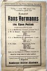 German Program, Piano Hans Hermanns, Czech Conductor Egon Pollack, Hamburg, 1920