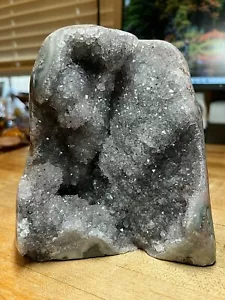 Rare Black Amethyst Crystal Gemstone Geode With Polished Edges Specimen 010 - Picture 1 of 12