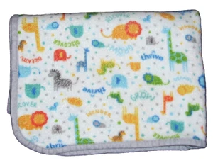 Animals Discover Dream Thrive Wonder Babydecke Löwe Elefant Zebra grauer Rand - Bild 1 von 2