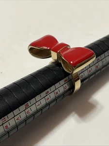 Statement-Ring goldfarben rot Emaille Schleife Größe 7,5 - Bild 1 von 4