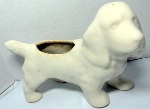 Vintage Cocker Spaniel Dog Puppy Planter Ivory Cream Ceramic - Picture 1 of 10