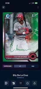 Topps Bunt DIGITAL ELLY DE LA CRUZ 2022 Bowman 1st Green Auto Super Rare - Picture 1 of 3