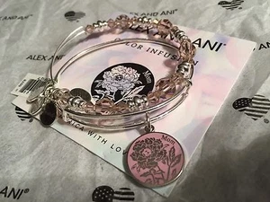 Alex And Ani ~ Dije de mamá ~ Juego de 2 brazaletes de infusión de color con cristales de Swarovski - Imagen 1 de 5