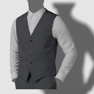 $120 Perry Ellis Portfolio men Gray Slim Fit 5 Button Suit Vest Waistcoat 40 R - Picture 1 of 1