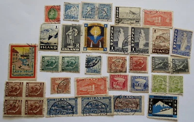 35 OLD ICELAND STAMPS - ISLAND COLLECTION - Image 1 of 4