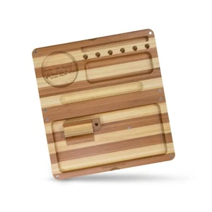 RAW Back Flip Striped Bamboo Rolling Tray - Bild 1 von 5
